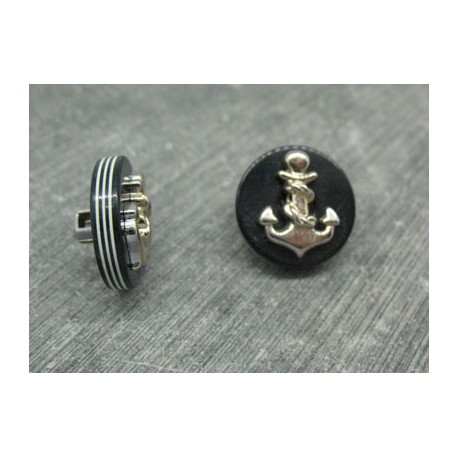 Bouton ancre résine relief marine foncé 18mm