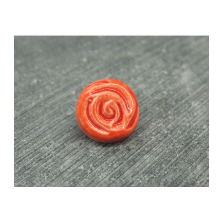 Bouton rose orange émaillé verni 13mm