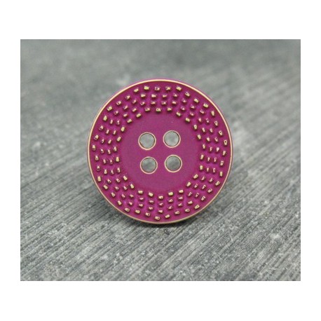 Bouton pointillé délavé fuschia 20mm