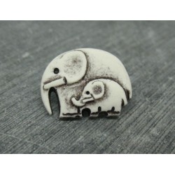 Bouton éléphant blanc noir 22mm