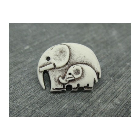 Bouton éléphant blanc noir 22mm