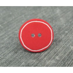 Bouton rouge cercle blanc 18mm