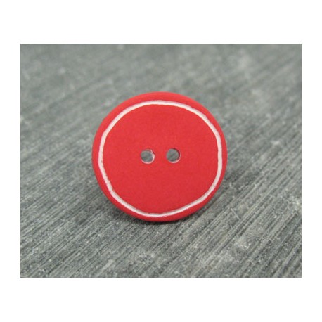 Bouton rouge cercle blanc 18mm