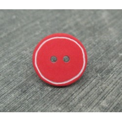 Bouton rouge cercle blanc 15mm