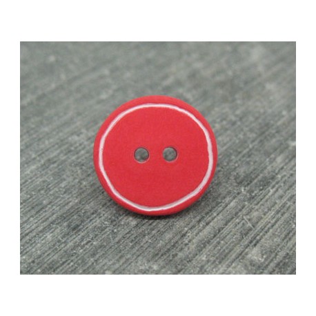 Bouton rouge cercle blanc 15mm