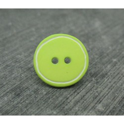 Bouton vert anis cercle blanc 15mm