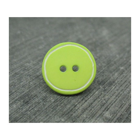 Bouton vert anis cercle blanc 15mm