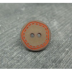 Bouton kaki cercle point orange 15mm