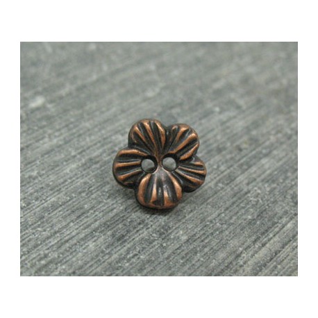Bouton fleur métallisé cuivre 10mm