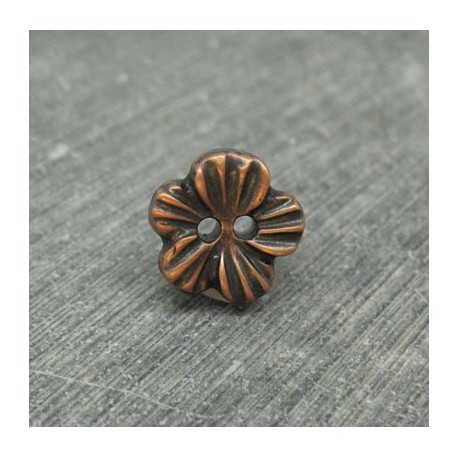 Bouton fleur métallisé cuivre 12mm