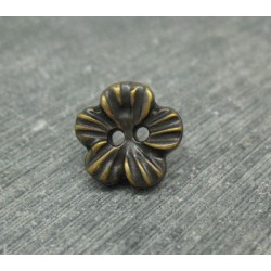 Bouton fleur métallisé vieil or 13mm