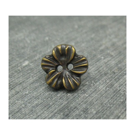 Bouton fleur métallisé vieil or 12mm