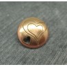 Bouton coeur gravé percé doré 18mm