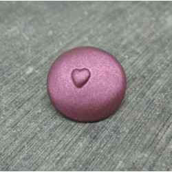 Bouton coeur relief violet 18mm