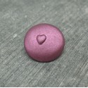 Bouton coeur relief violet 18mm