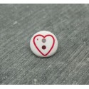 Bouton coeur rouge base blanche 12mm 