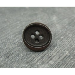 Bouton ivoire végétal marron ovalisé 15mm