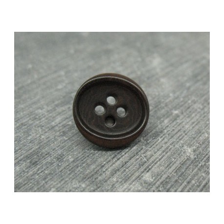 Bouton ivoire végétal marron ovalisé 15mm