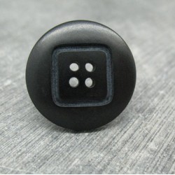 Bouton ivoire végétal noir 25mm motif carré