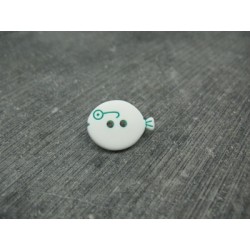 Bouton poisson blanc et vert 18mm