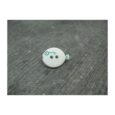 Bouton poisson blanc et vert 18mm