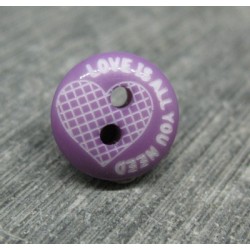 Bouton love is all you need gris 12mm