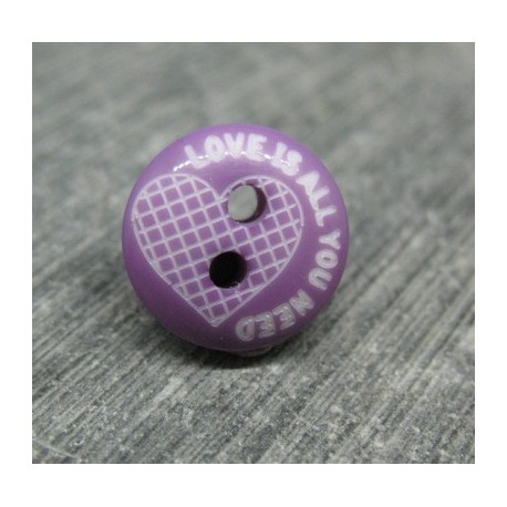 Bouton love is all you need gris 12mm