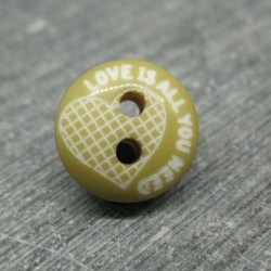 Bouton love is all you need olive 12mm