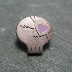 Bouton chipie mauve coeur rose 15mm