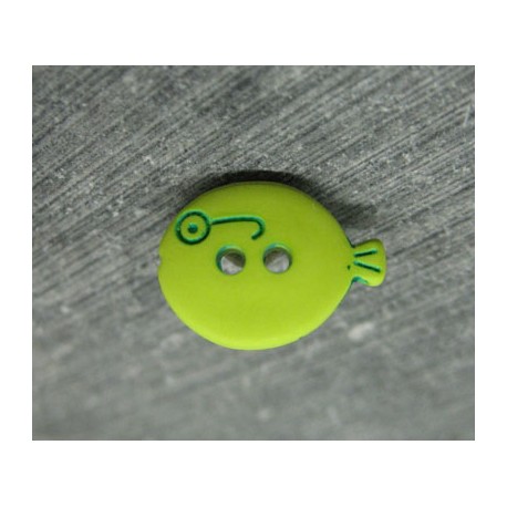 Bouton poisson vert anis 15mm