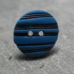 Bouton ovale strie bleu noir 15 mm b10