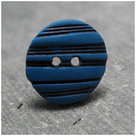 Bouton ovale strie bleu noir 15 mm b10