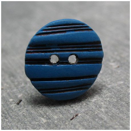 Bouton ovale strie bleu noir 15mm