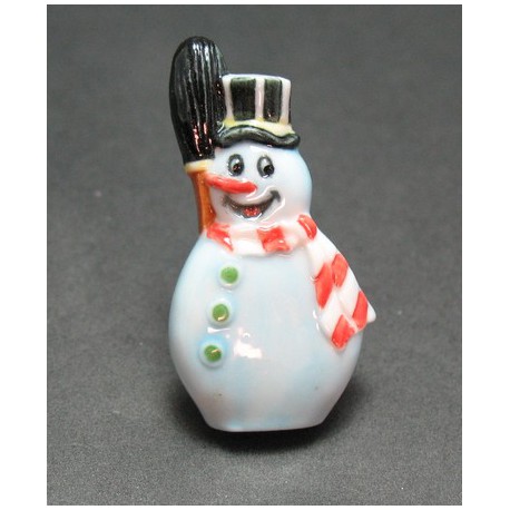 Bouton bonhomme de neige faience 40mm 