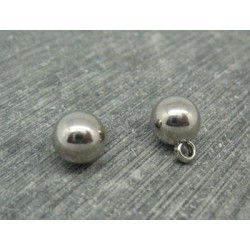 Bouton boule métallisé argent 9mm