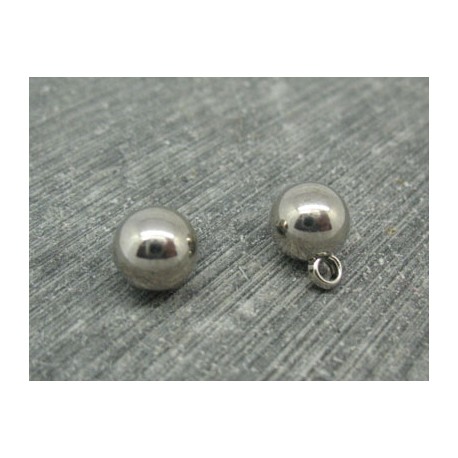 Bouton boule métallisé argent 9mm