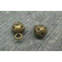 Bouton boule métal vieil or point noir 9mm