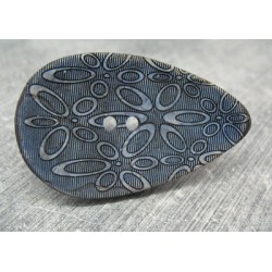 Bouton coco oval laser bleu-gris 50mm