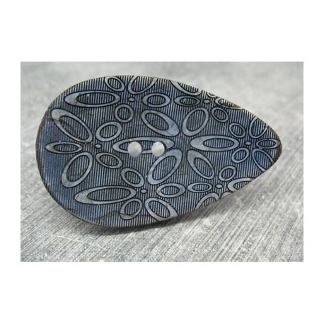 Bouton coco oval laser bleu-gris 50mm