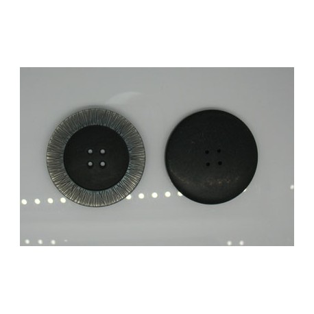 Bouton noir cercle strié nacre 51mm