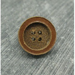 Bouton cuir pastille cognac 14mm