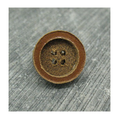 Bouton cuir pastille cognac 14mm