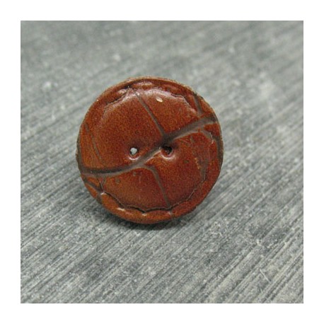 Bouton cuir craquelé cognac 18mm