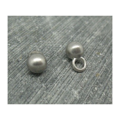 Bouton boule métal argent satiné 6mm