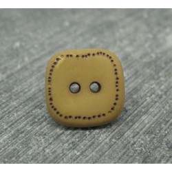 Bouton carré pointillé marron 15mm