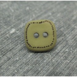 Bouton carré pointillé olive 13mm
