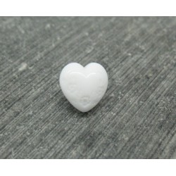 Bouton coeur blanc gravé fleur 9mm