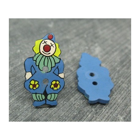 Bouton coco clown bleu 25mm