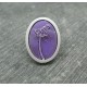 Bouton fleur oval effet loupe violet 22mm