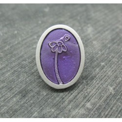 Bouton fleur oval effet loupe violet 22mm